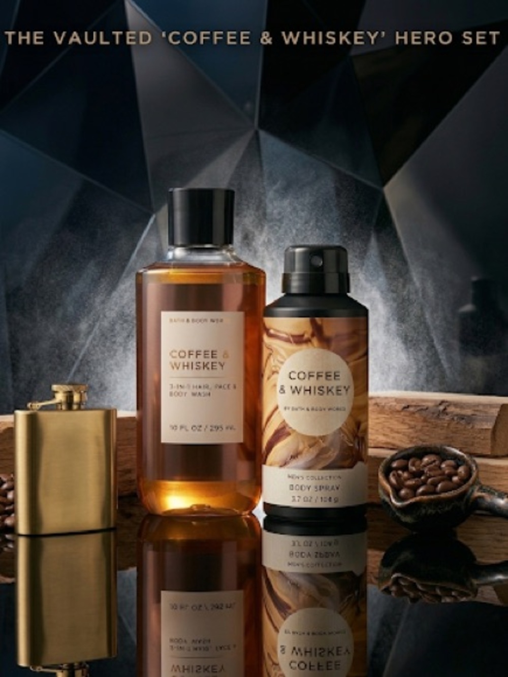 Bath & Body Works COFFEE & WHISKEY Men's Set - 3-in-1 Wash & Body Spray Vaulted